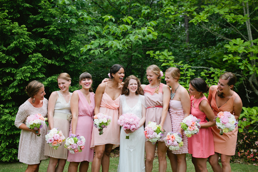 mismatched pink bridesmaids dresses