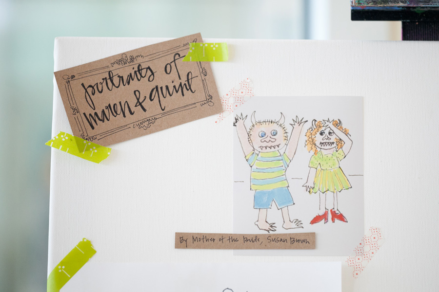 illustrations of bride and groom at wedding