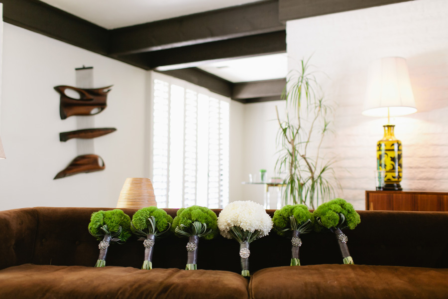 wedding bouquets in the living room