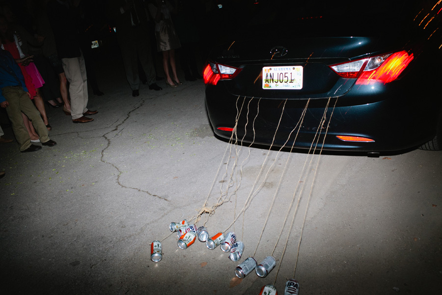 beer cans on getaway car