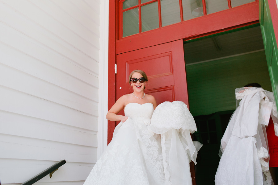 red schoolhouse door