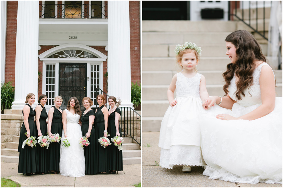 bridesmaids in black dresses