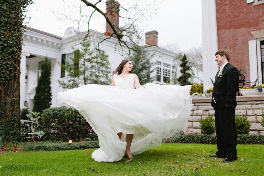 bride twirling in dress