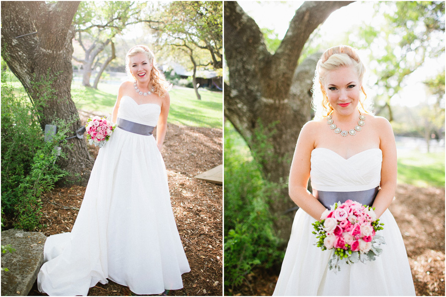 bride in pink lipstick
