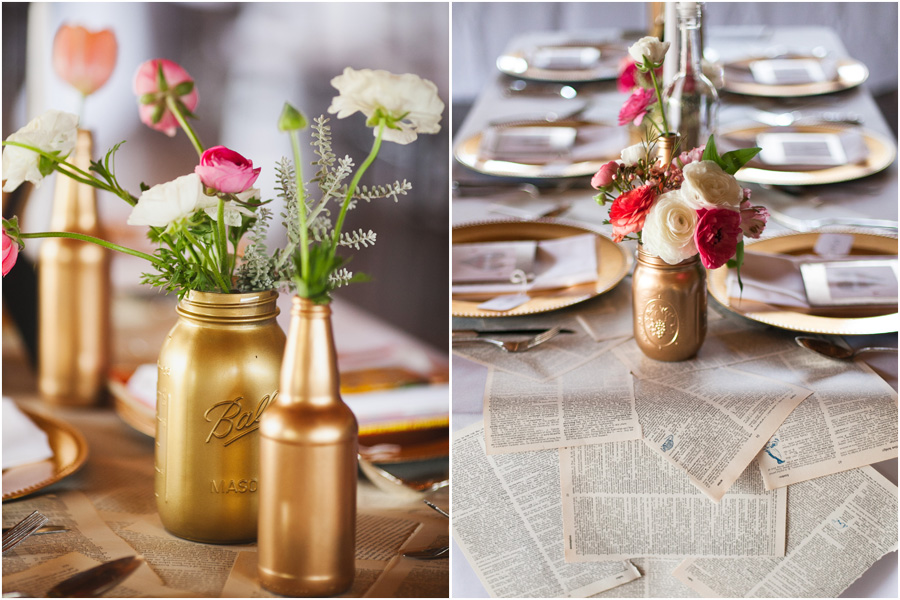 DIY gold painted vases
