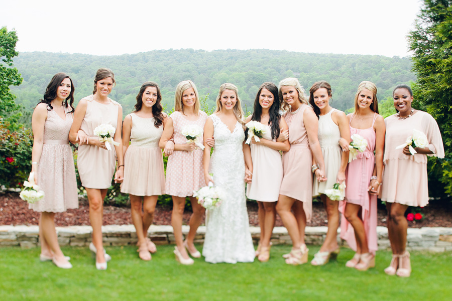 mismatched blush bridesmaids dresses