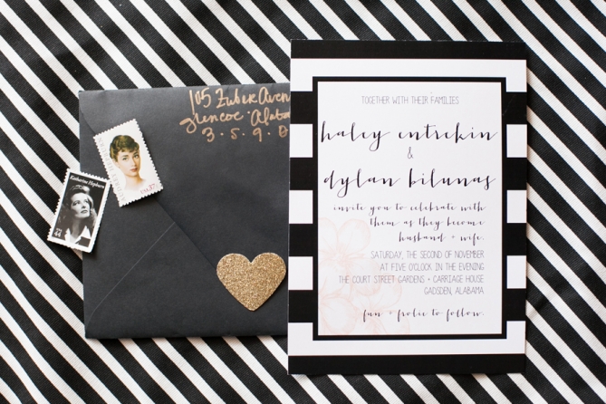 gold and black modern stripes wedding