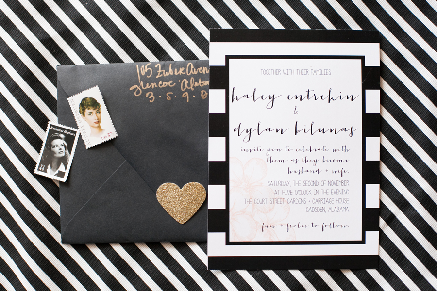 gold and black modern stripes wedding