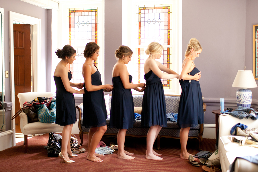 bridesmaids in navy