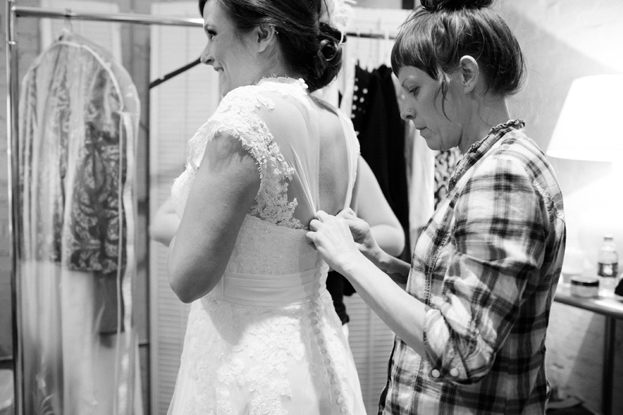 putting the dress on