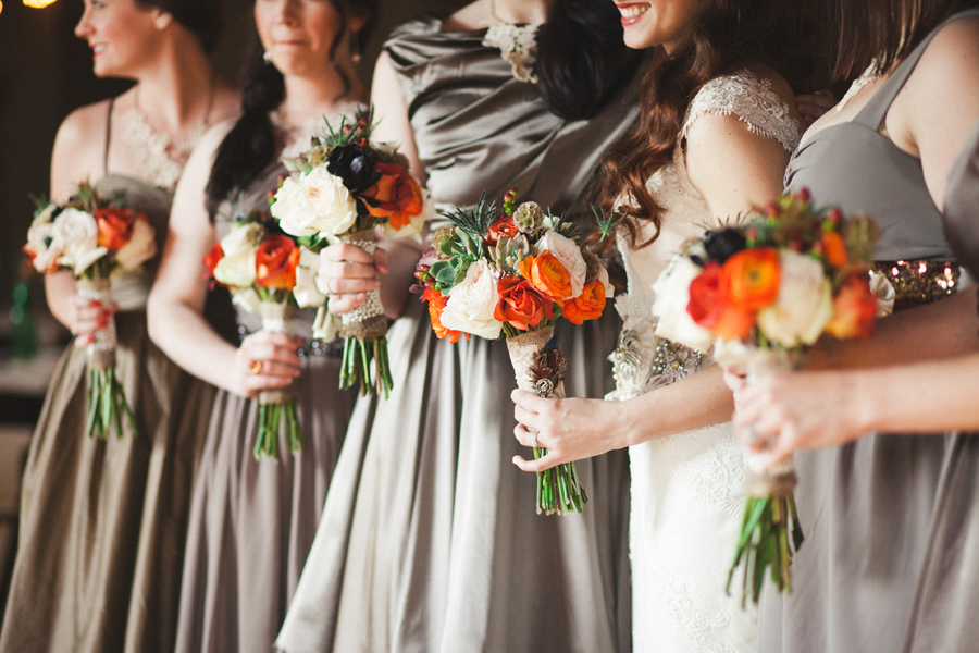 orange, green, red, and taupe wedding colors