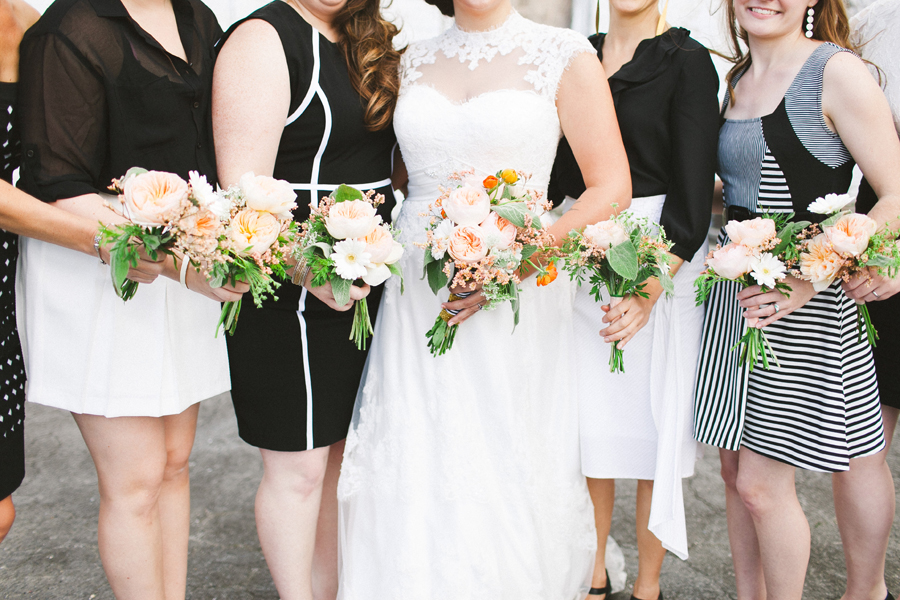 peach, gold, and black wedding color palette