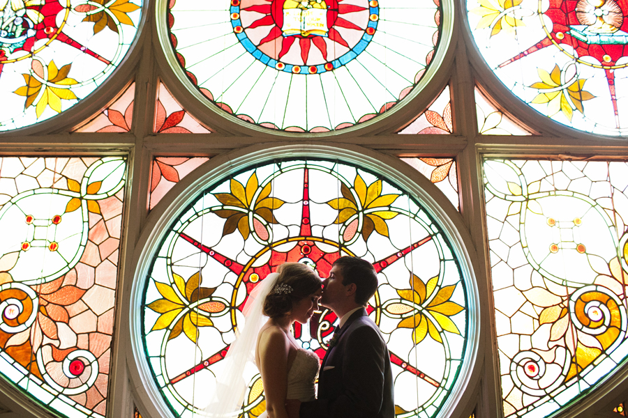 stained glass wedding photo