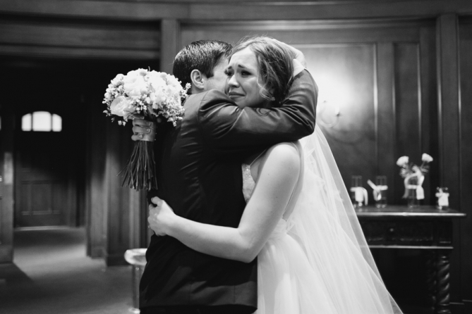 emotional bride and groom