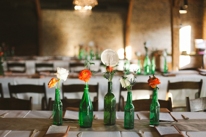 green and orange fall wedding decor