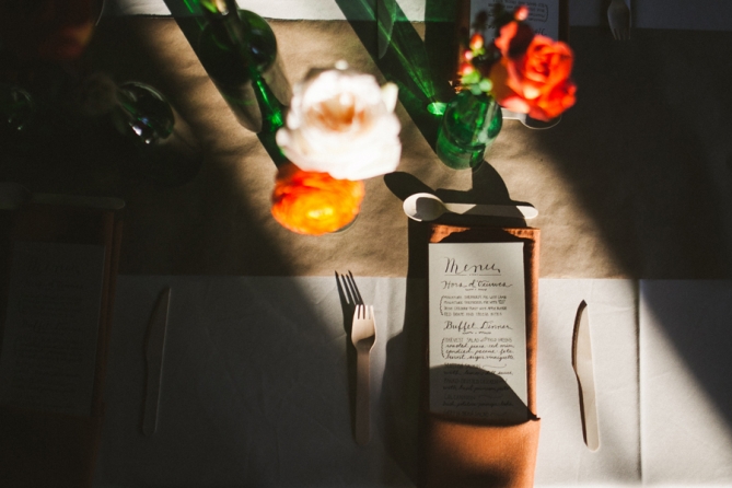 hand lettered wedding menu