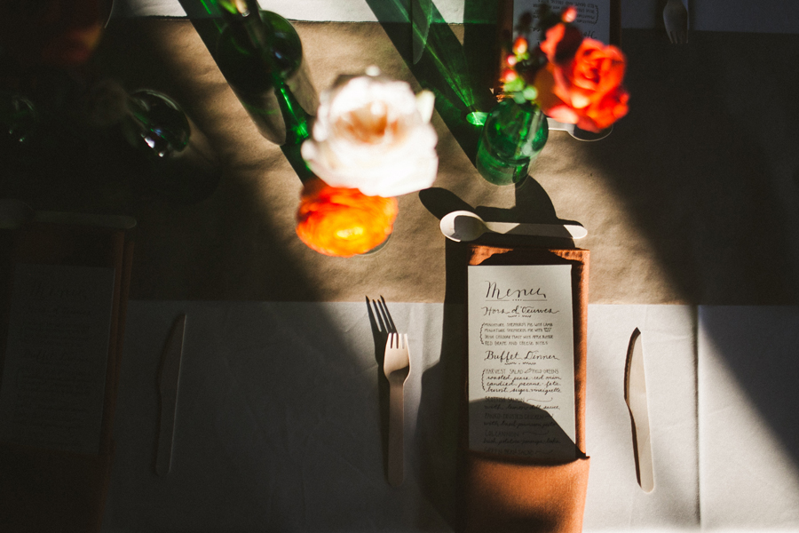 hand lettered wedding menu