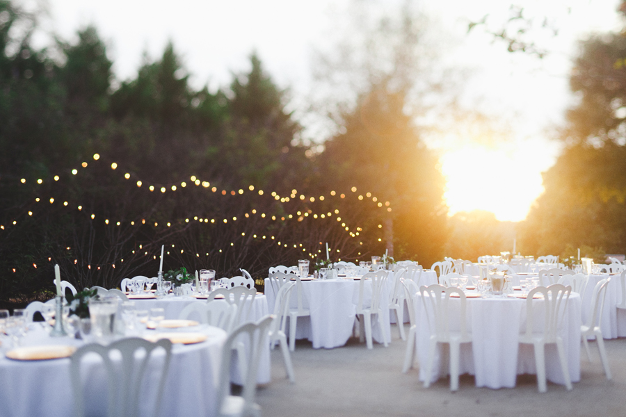 backyard wedding at sunset