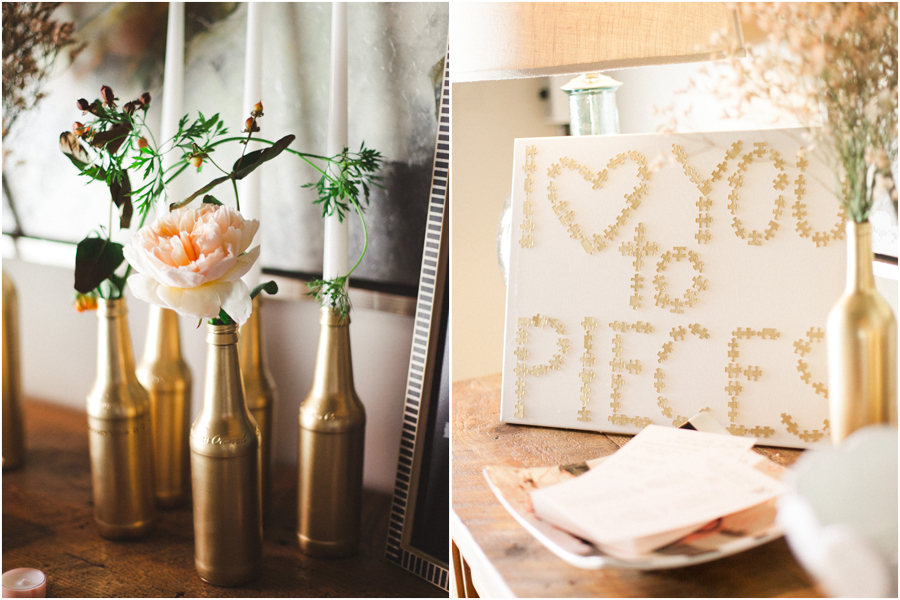 gold bottles wedding