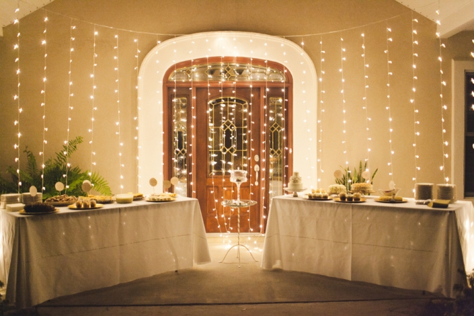 dessert bar with twinkle lights