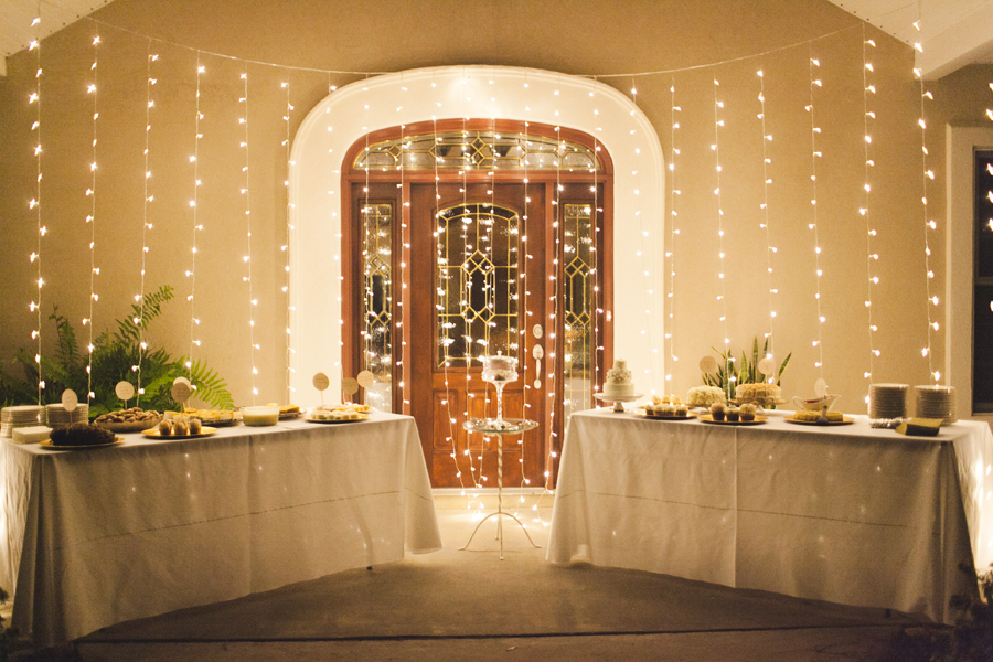 dessert bar with twinkle lights