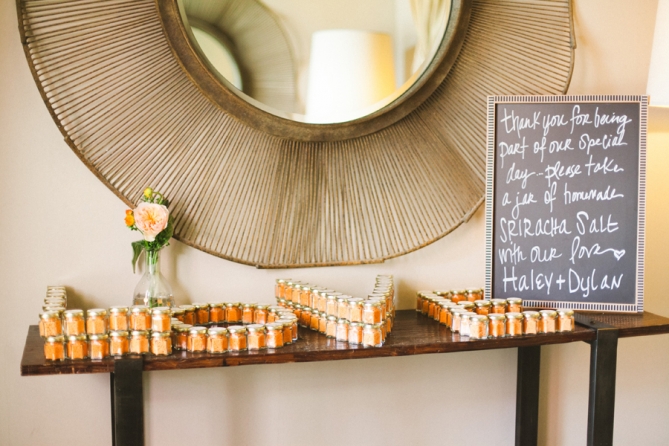 homemade sriracha salt wedding favors