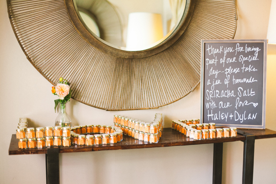 homemade sriracha salt wedding favors